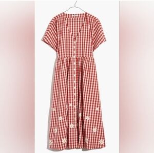 Madewell Red Gingham Daisy Button Dress, Small